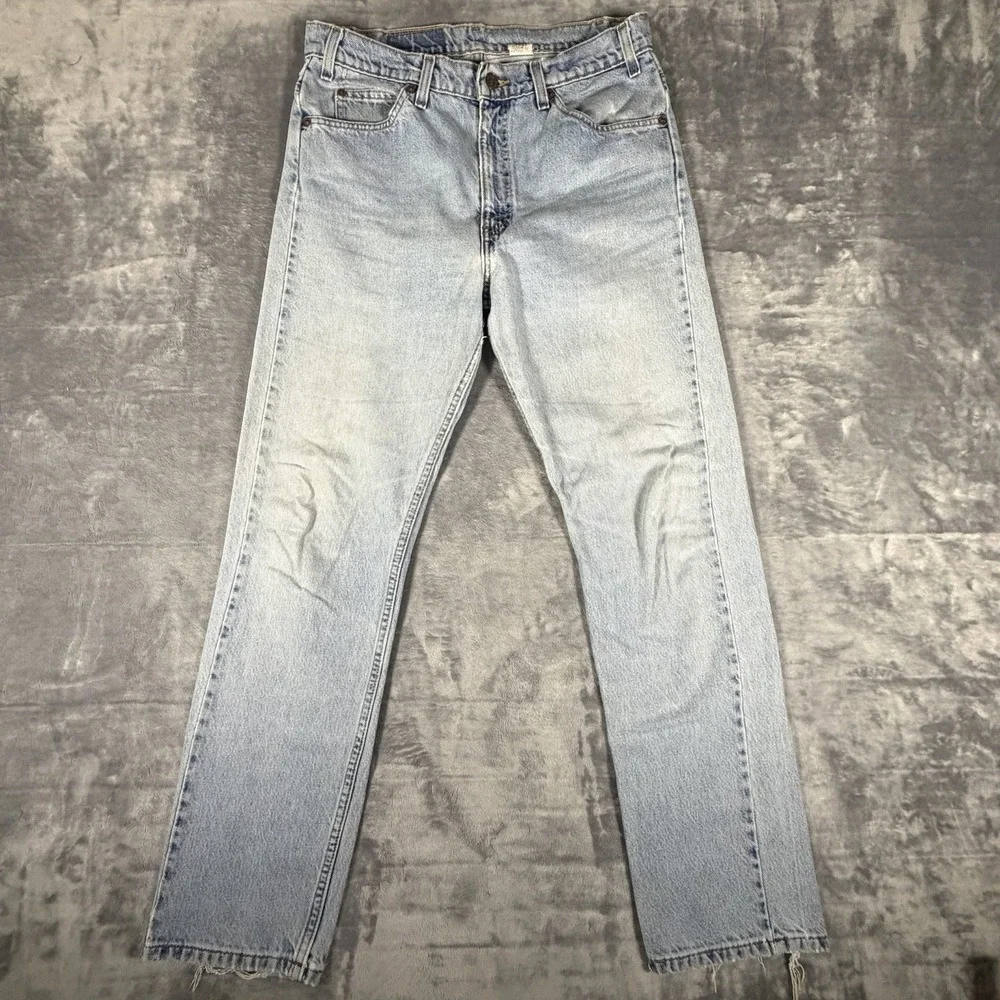 Vtg Levi's 505 Orange Tab Jeans Men's 34x32 Fit 34x31 Light Wash Distressed 90's